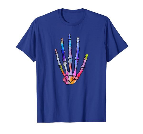 

human skeleton hand bones orthopedic watercolor art t-shirt, White;black