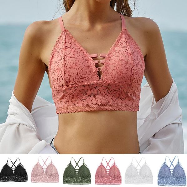 

camisoles & tanks finetoo fashion lace tank women underwear female backless bralette cropped push up camisole girls v-neck sho, Black;white