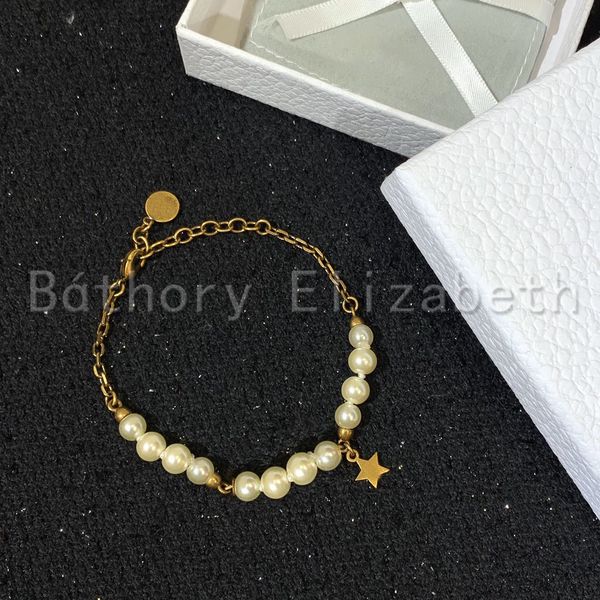 

fashion star woman engagement pearls charm bracelet bthory pendant elizabeth wedding bangle for party jewelry, Red;brown