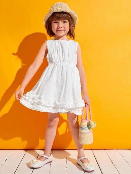 

toddler girls layered ruffle hem swiss dot dress she, Red;yellow