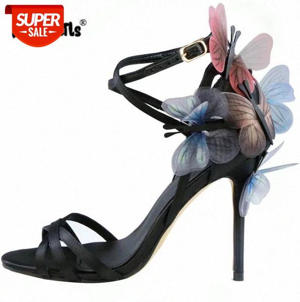 

new fashion designer shoes wedding butterfly embellished thin high heels sandals peep toe cross-tied pumps drop shipping #hx4n