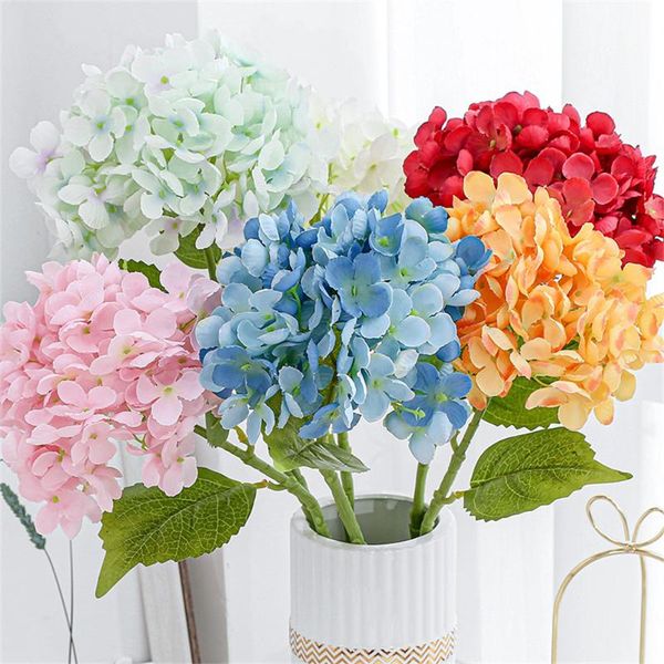 

decorative flowers & wreaths 1 stem 6 forks 58cm hydrangea branch artificial home decor colored silk fake wedding decoratio