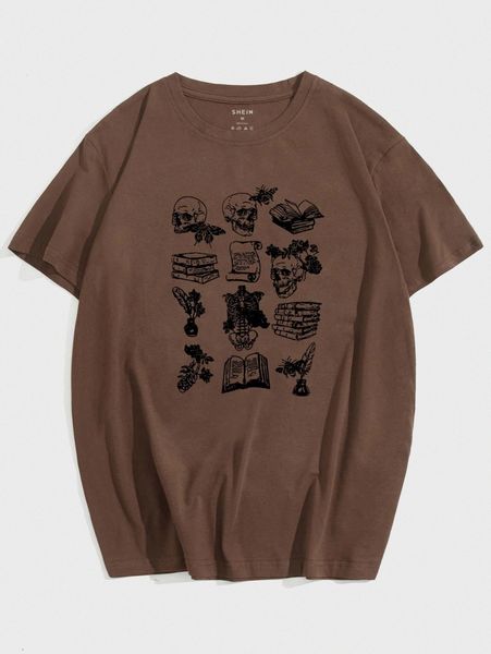 

men skeleton and book print tee q9nz#, White;black