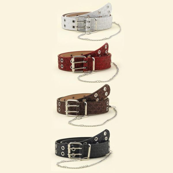 

belts 2021 fashion slim product eyelet decorative metal buckle belt, Black;brown