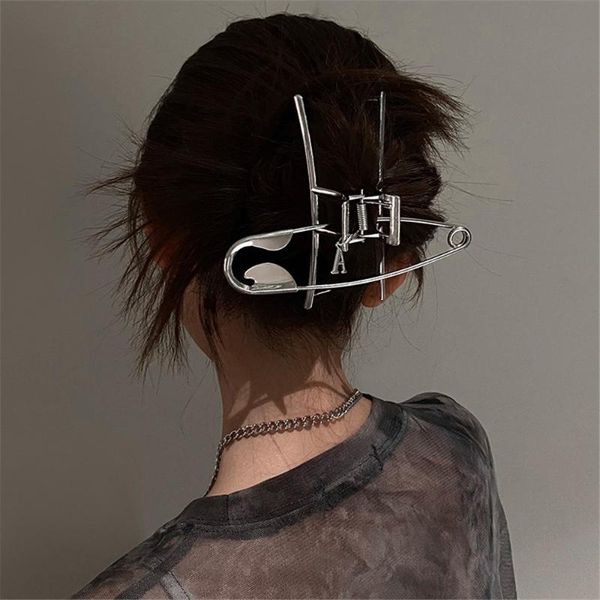 

hair clips & barrettes cosysail exaggeration paper clip hairpin for female kpop metal big pin headwear long jewelry accessorie, Golden;silver
