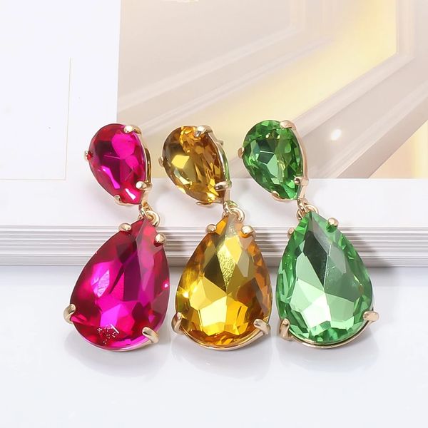

bohemian long waterdrop crystal drop dangle earrings high-quality drop earring for womenfashion jewelry accessories gift, Silver