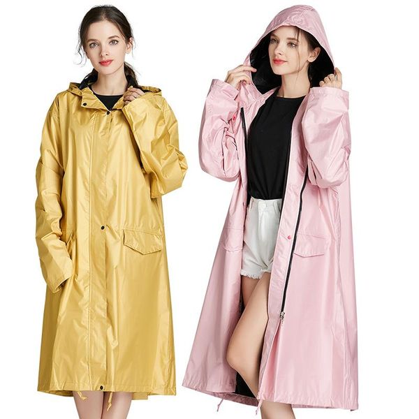 

raincoats women's long thick rain coat stylish waterproof raincoat poncho cape with hood sleeves and pocket