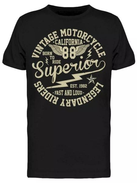

vintage motorcycle, typography tee men's -image by shutterstock, White;black