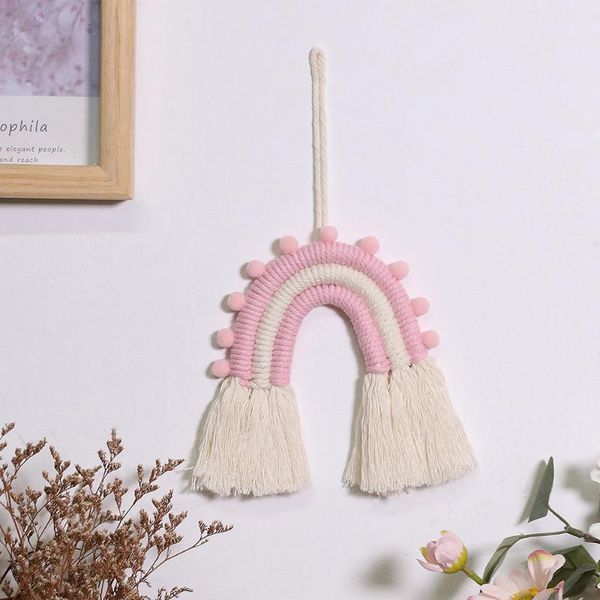 

decorative objects & figurines macrame handcrafted rainbow wall hanging colored boho decor party baby shower nursey dorm room kawaii accesso