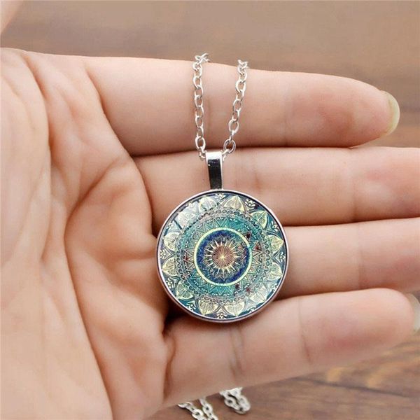 

chains 2021 tree necklace for women jewellery chain time mandala yoga glass pendant european american gift, Silver