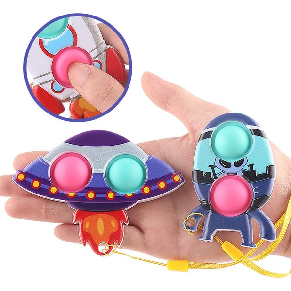 Fidget Brinquedos Bolha de dedo Música Pingente Spaceman Remopression Silicone Brinquedos Roedor Pioneer Keychain Squeeze