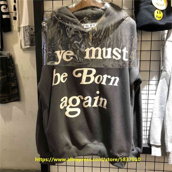 

ye must be born again hoodie cpfm xyz kids see ghosts hoodi asian size sweatshirts pullovers, Black