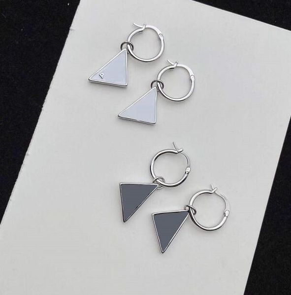 

designer letter triangle stud long dangler black white dangle earrings fashion jewelry wedding luxury crystal earring gifts linka, Silver