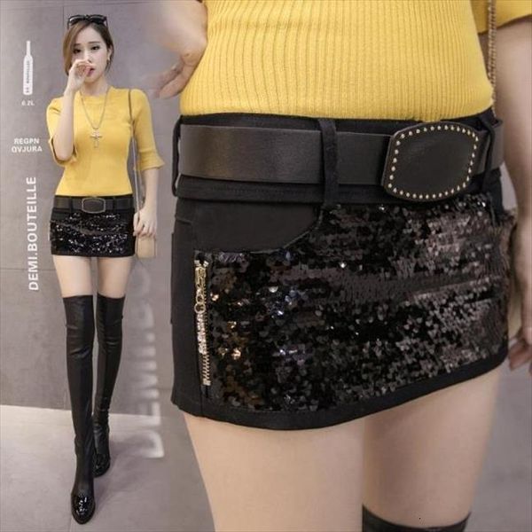 

spring and summer package women skirt hip sequins thin slim short dk367, Black