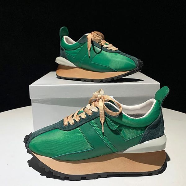 

boots green patchwork silk platform non-slip waterproof lace-up chunky sneakers women designer fashion casual shopping shoes, Black