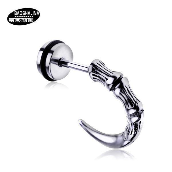 

studs earrings not allergic titanium steel eagle claw trendy male, Golden;silver