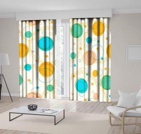 

curtain & drapes circles and lines in bright colors geometric patterns bubbles summer floral artwork yellow green blue pink