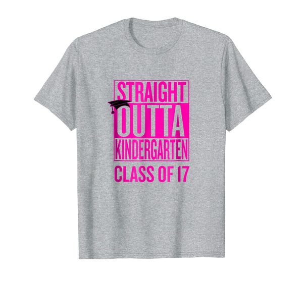 

straight outta kindergarten graduation shirt, pink, White;black