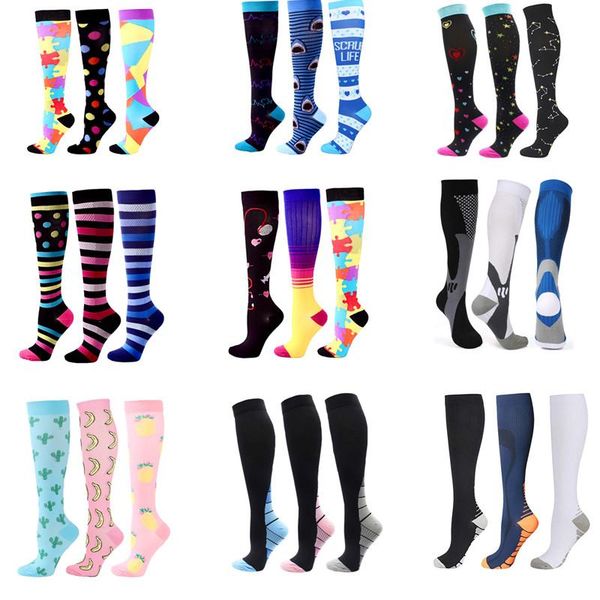 

men's socks dropship compression fit for edema diabetes varicose veins knee high stockings atheletic sports men women, Black