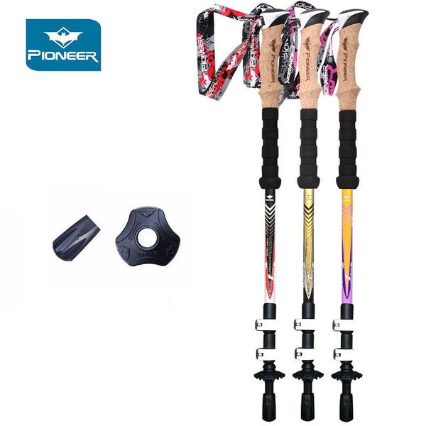

trekking poles mountain-climbing walking stick carbon fibers ultra light 3 section external lock outdoor hiking 135cm