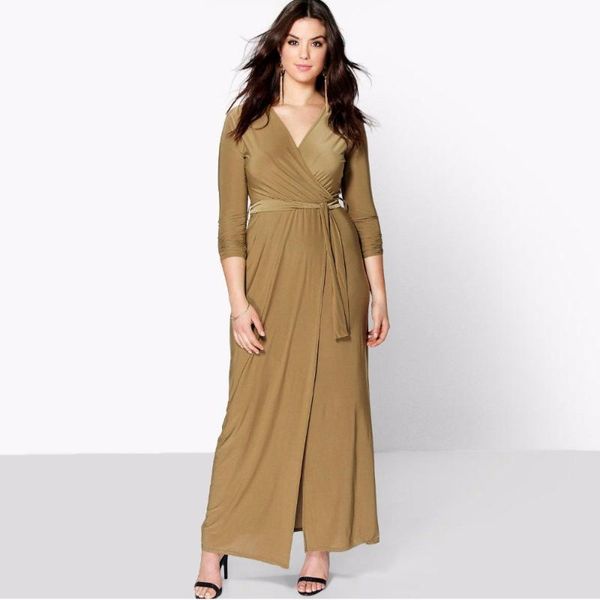 

casual dresses nice spring autunm plus size for women 6xl 7xl front split long sleeve maxi dress clothing of large sizes, Black;gray