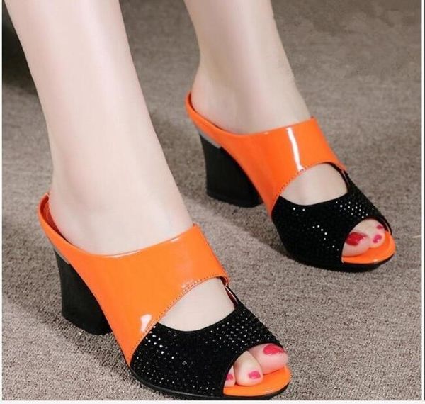 

summer women high heels sandals autumn square crystal heeled platform shoes ladies party wedding, Black