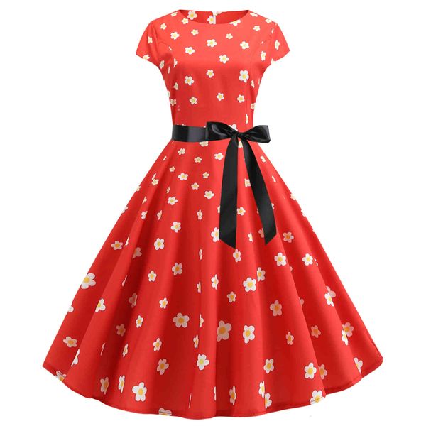 

dress summer retro round neck bow waist slimming polka dot print ladies maxi es for women kgw5, Black;gray