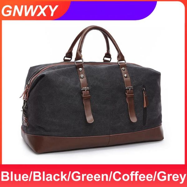 

men canvas travel bags fashion leather stitching large capacity overnight bag for weekend luggage drip duffel