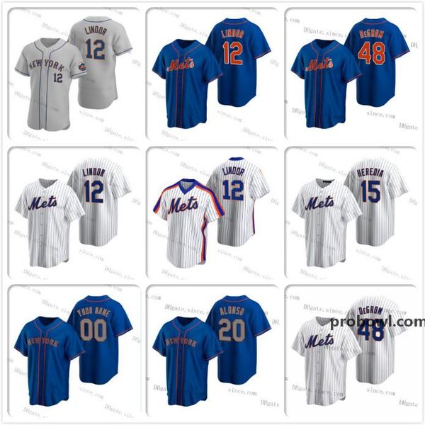 

mens 12 francisco lindor jersey blank jacob degrom pete alonso mets mike piazza dwight gooden keith hernandez darryl strawberry high quality, Blue;black