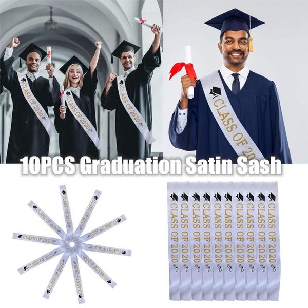 

belts 10pcs white i graduated satin sash single sided graduate high school celebration party po booth props supplies gift, Black;brown