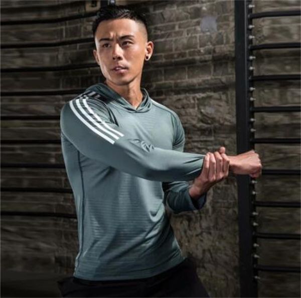 

long basketball sleeve shirt men's running fitness wear compression sports tights football training clothes, Black;red