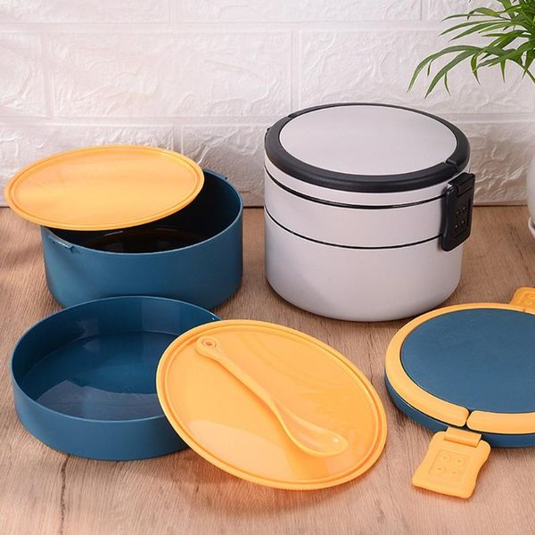 

dinnerware sets bento box japanese style for kids student container leak-proof handle lunch round double-layer fresh-keeping sealed