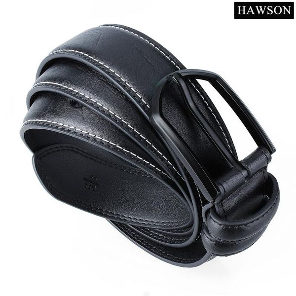 

belts hawson black leather belt men with gun plated pin buckle textured for jeans, Black;brown