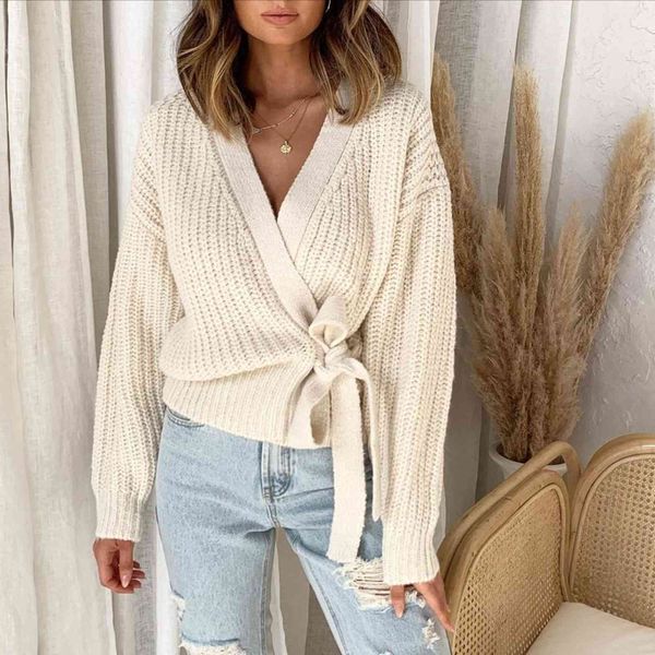 

women's lace knitted v-neck casual short sweater, popular in autumn and winter, 2020, White;black