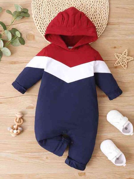 

baby cut and sew hooded jumpsuit she, Blue