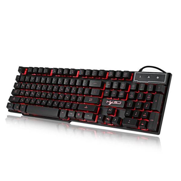 

keyboards wired colorful backlight mechanical feel keyboard english and russian water-resistant gaming ergonomic