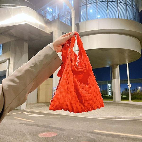 

evening bags ins women candy color shopping autumn winter soft plush shoulder bag 2021 female large capacity tote with badge