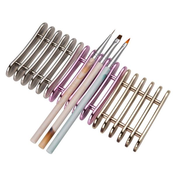 

nail art kits acrylic silver purple gold showing shelf tool 5 grids brush holder pen rest display stand plastic manicure tools