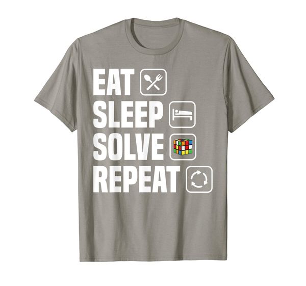 

eat sleep solve repeat funny rubik cube gift t-shirt, White;black