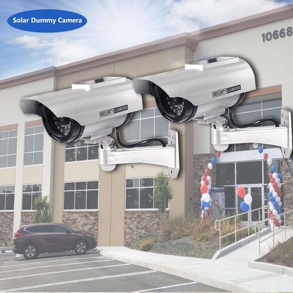 

solar fake camera outdoor rainproof dummy simulation cctv black silver 2pcs ip cameras