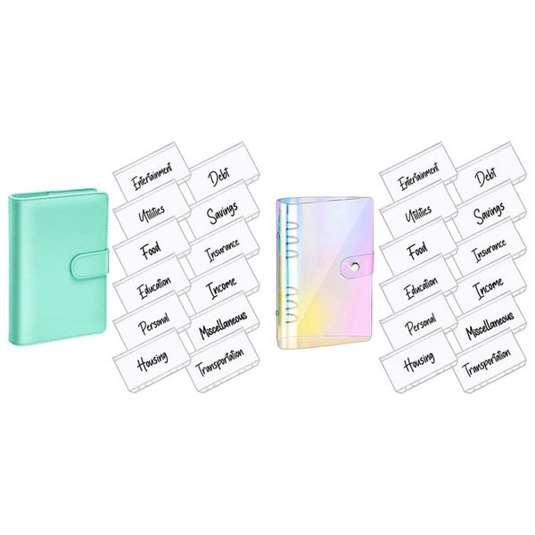 

gift wrap 2 set a6 pu leather notebook magnetic personal planning binder with 12 pockets zipper folder, a & b