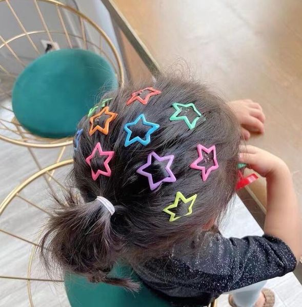 

hair clips fluorescence color luminous five stars square colorful bb pins for children accessories