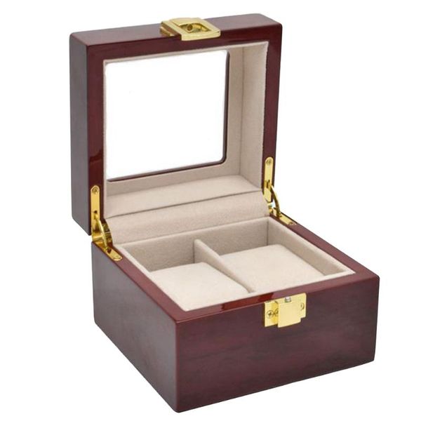 

watch boxes & cases organizer case home gift business carrying storage display dustproof 2 slot travel clear glass box men women collector, Black;blue