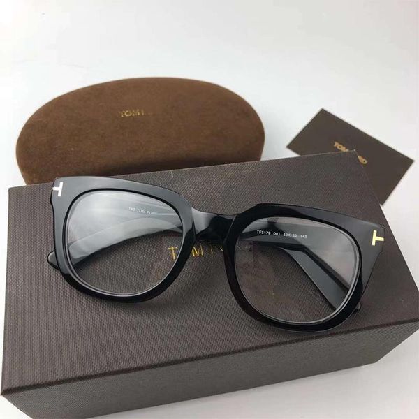 

fashion sunglasses frames vintage tom for tf5179 man optical eyeglasses forde acetate women reading myopia prescription glasses with case, Black