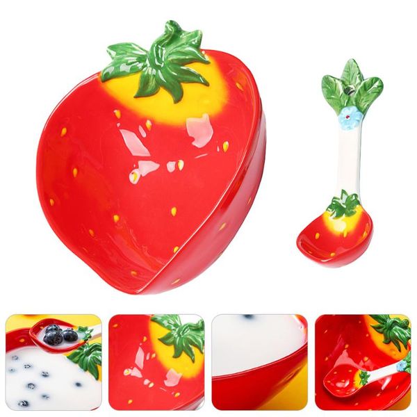 

bowls lovely strawberry design ceramic bowl kids salad with spoon