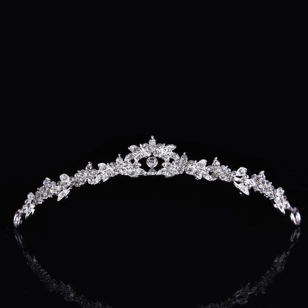 

hair clips & barrettes small size half round rhinestone crown tiara bride jewelry wedding alloy ornament for women, Golden;silver