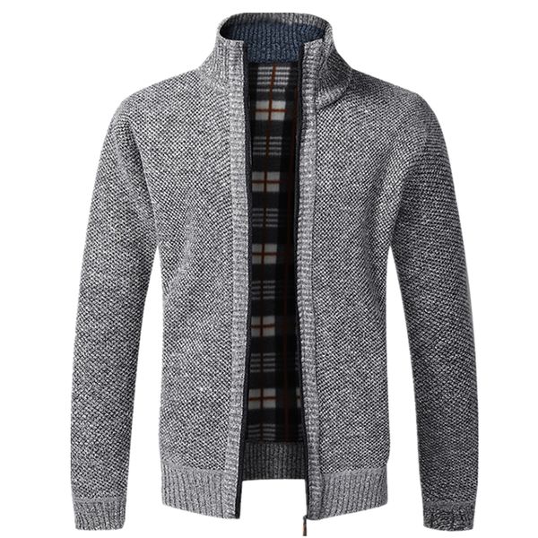 

autumn winter men's jacket slim fit stand collar zipper solid cotton thick warm coats, Black;brown