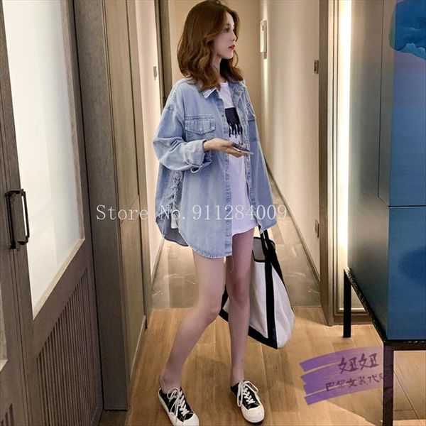 

women's jackets clothing denim shirt blusas spring and autumn korean version loose outer wild jacket 2021 j020, Black;brown