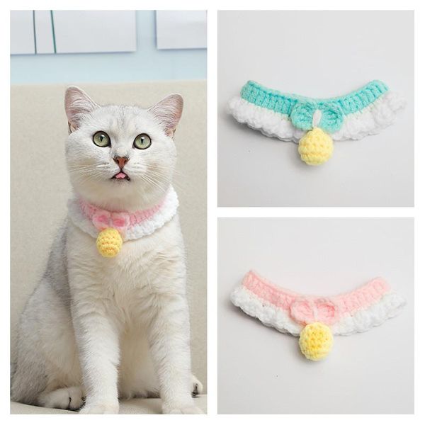 

dog collars & leashes hand-knitted wool cat collar 1pc universal kitten for cats bib pet supplies christmas year