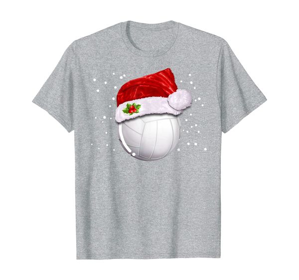 

volleyball ball christmas santa hat xmas sport funny snow t-shirt, White;black